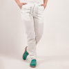Pantaloni medicali Lotus Flex, stretch, cu elastic si snur, alb, CVC-SP2