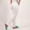 Pantaloni medicali Lotus Flex, stretch, cu elastic si snur, alb, CVC-SP2