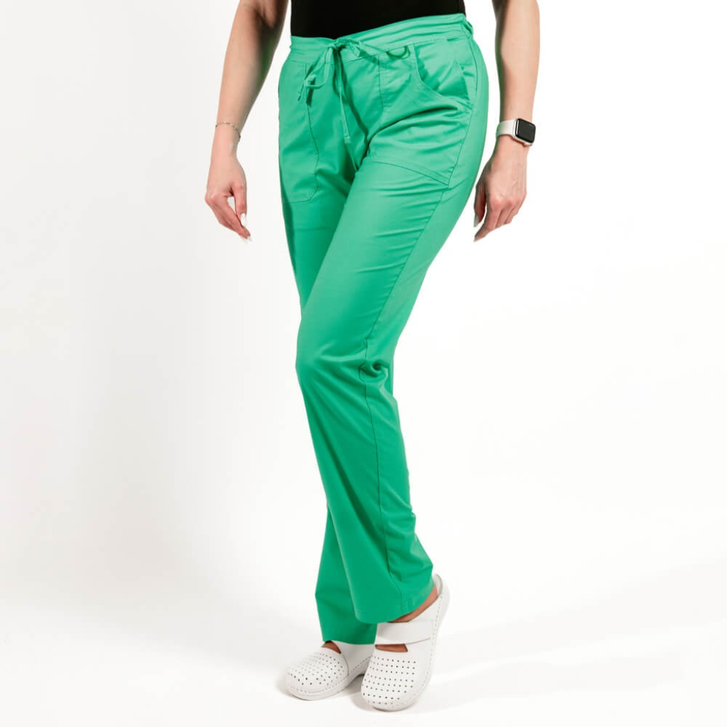 Pantaloni medicali Lotus Flex, stretch, cu elastic si snur, verde chirurgical deschis, CVC-SP2 2XS