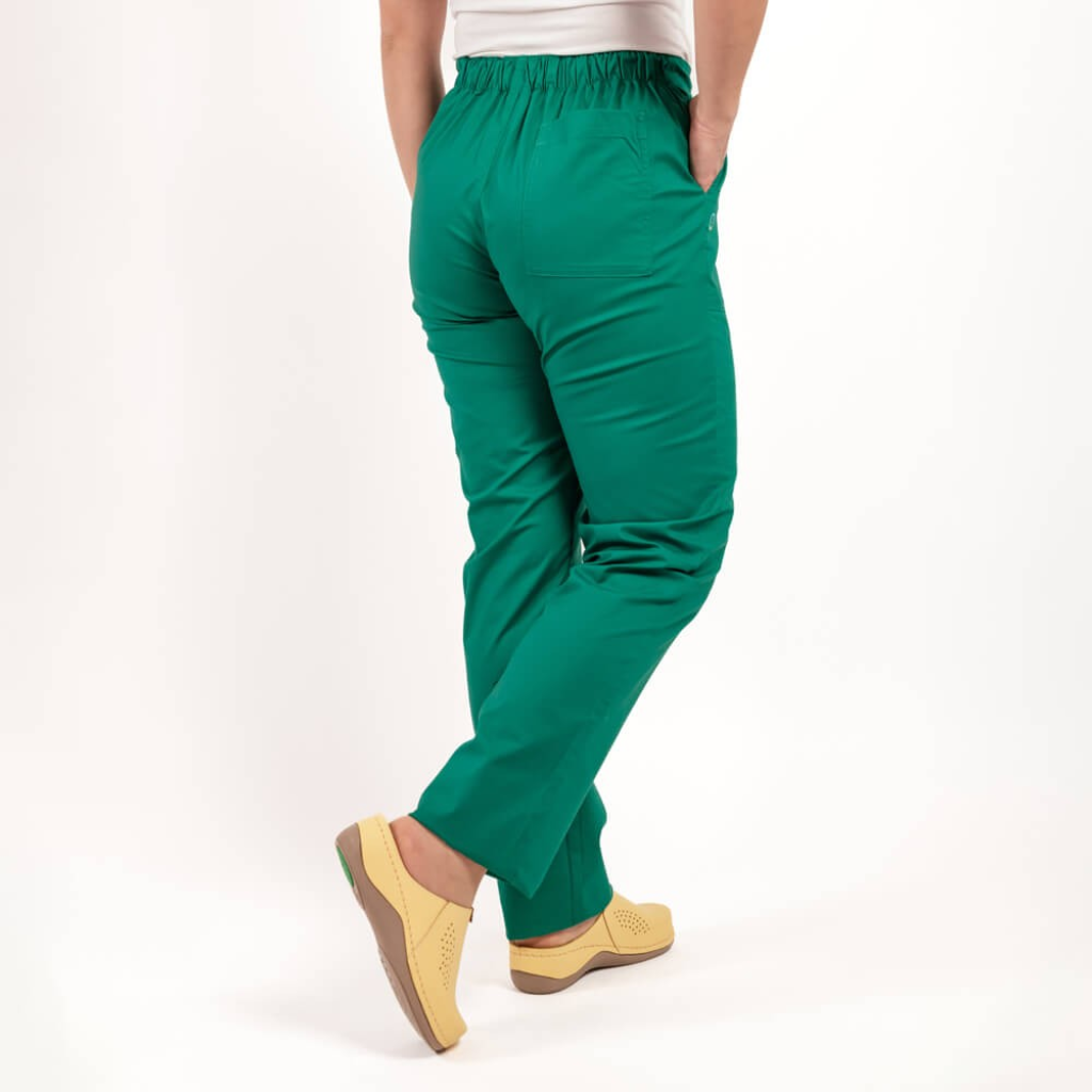 Pantaloni medicali Lotus Flex, stretch, cu elastic si snur, verde hunter, CVC-SP2
