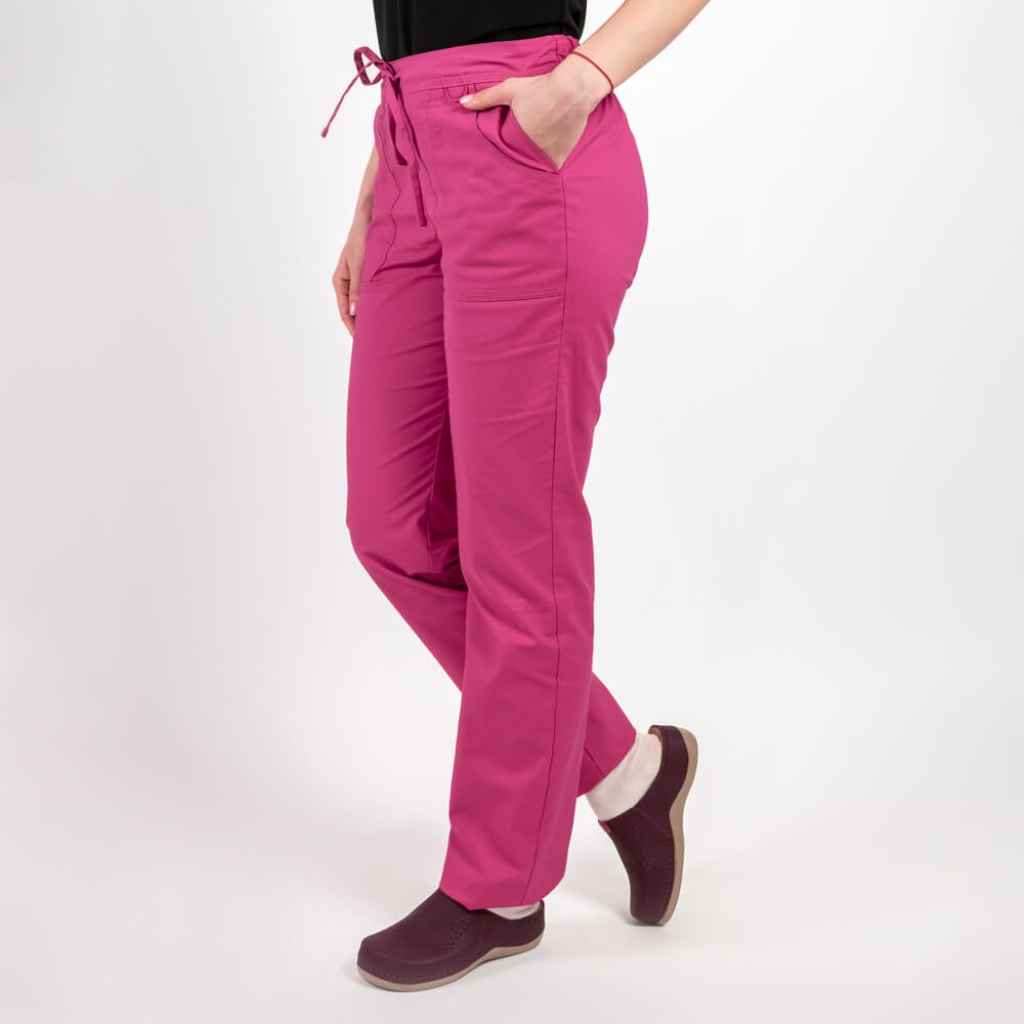 Pantaloni medicali Lotus Flex, stretch, cu elastic si snur, fucsia, CVC-SP2 2XS
