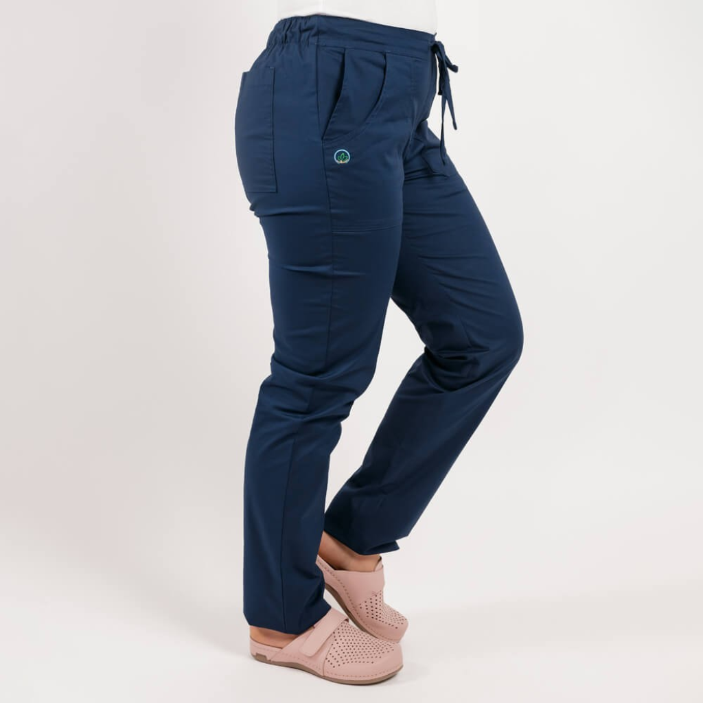 Pantaloni medicali Lotus Flex, stretch, cu elastic si snur, bleumarin, CVC-SP2