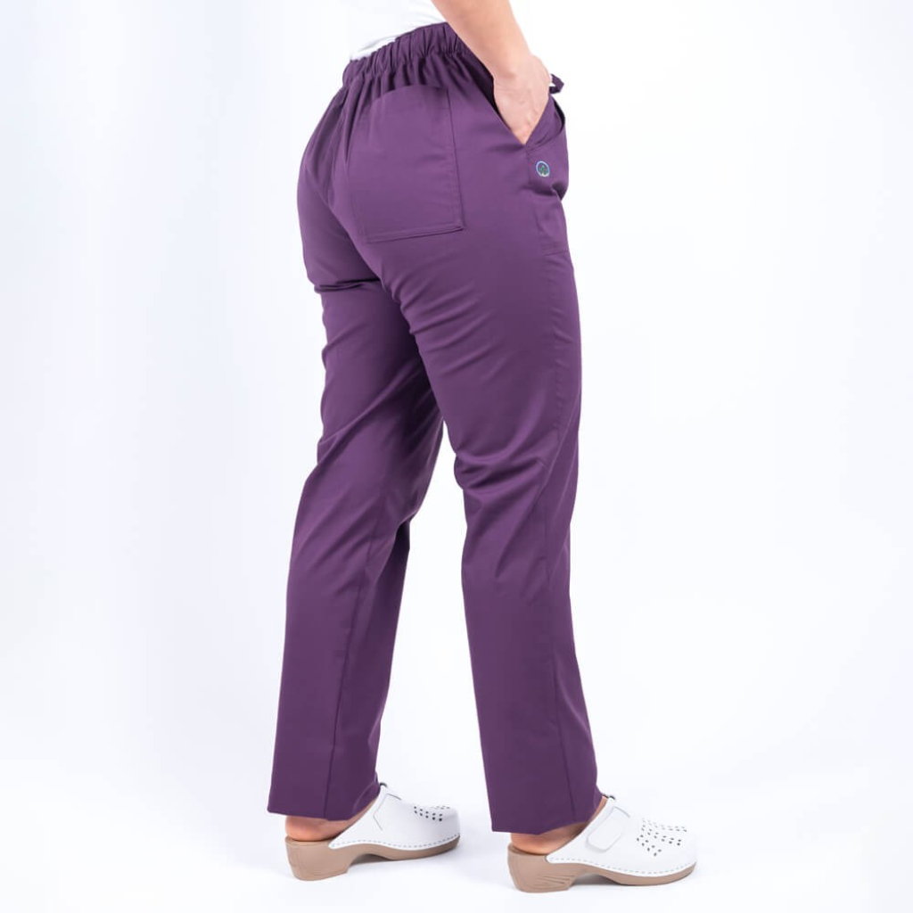 Pantaloni medicali Lotus Flex, stretch, cu elastic si snur, visiniu, CVC-SP2