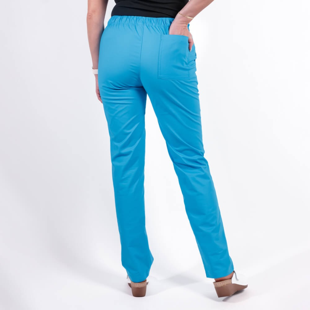 Pantaloni medicali Lotus Flex, stretch, cu elastic si snur, albastru deschis, CVC-SP2