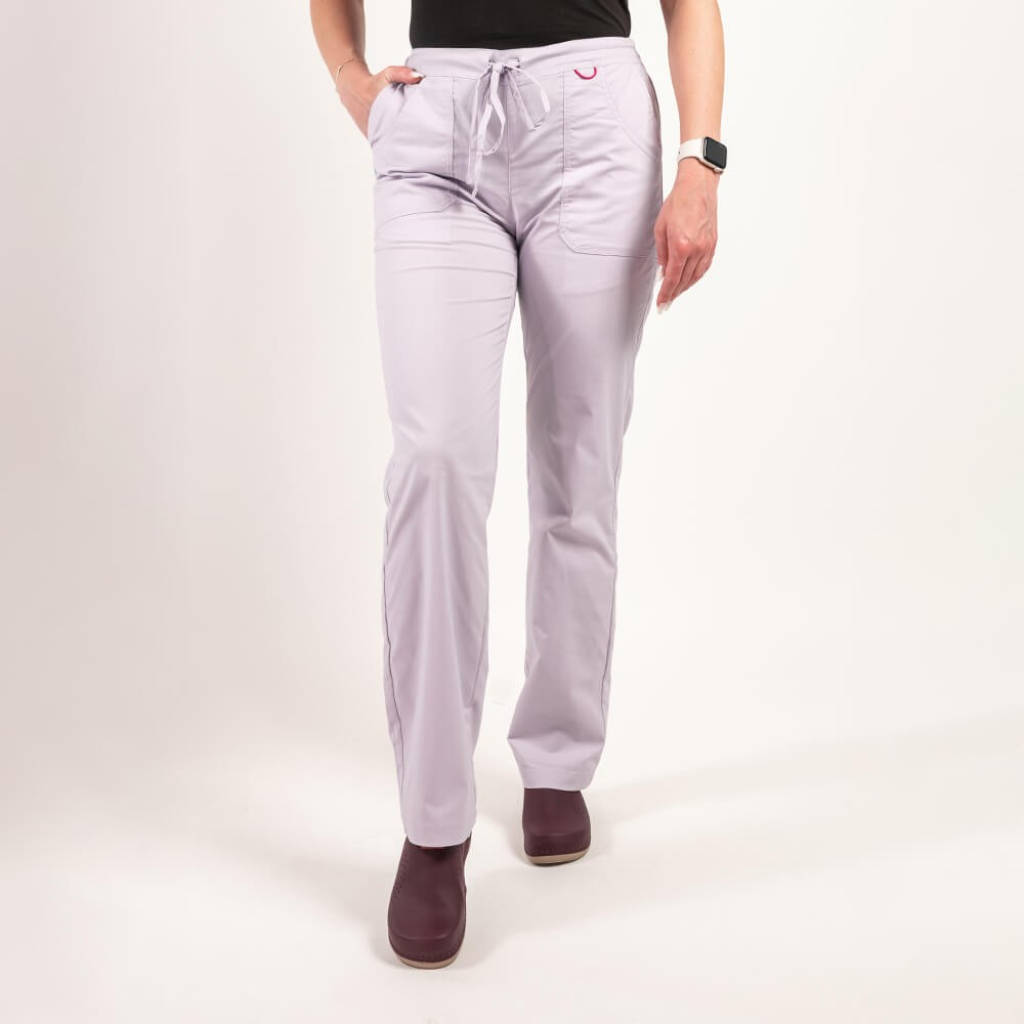 Pantaloni medicali Lotus Flex, stretch, cu elastic si snur, mov deschis, CVC-SP2 2XS