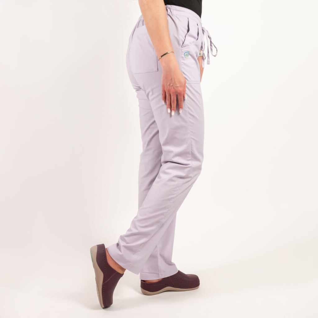 Pantaloni medicali Lotus Flex, stretch, cu elastic si snur, mov deschis, CVC-SP2