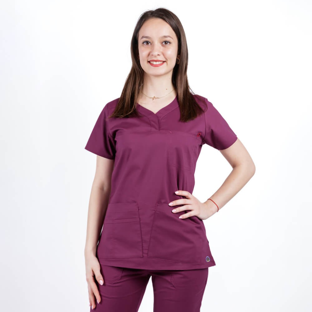 Bluza medicala Lotus Flex, stretch, wine, CVC-NP3 M