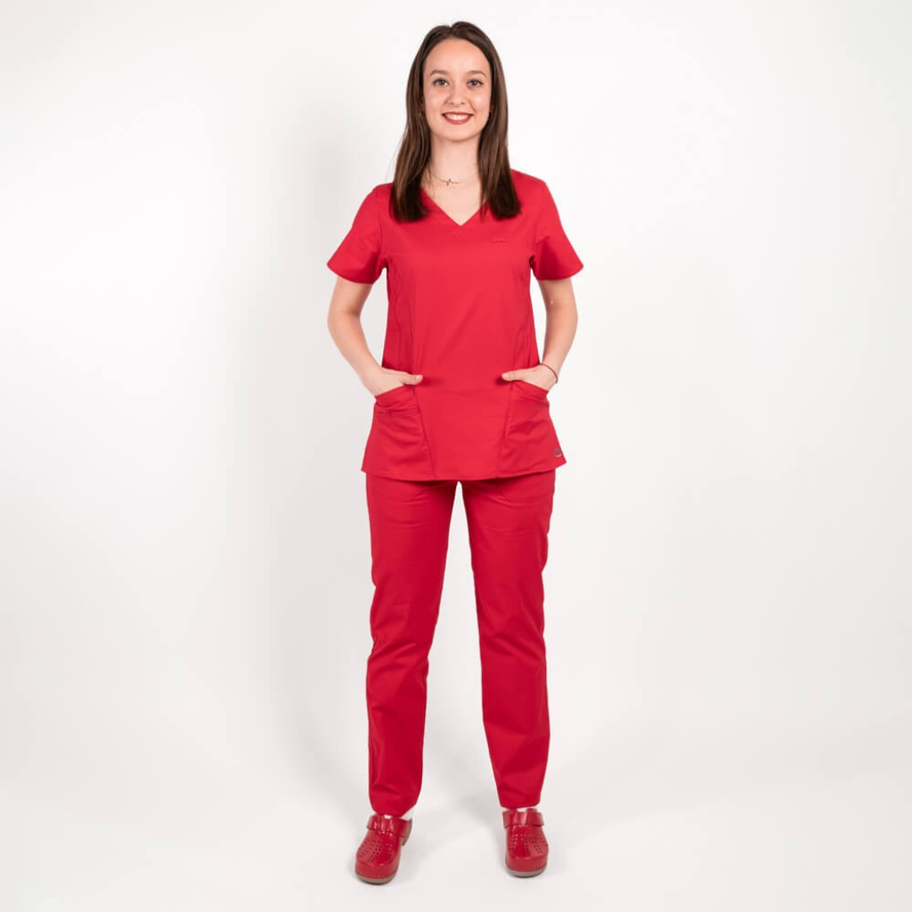 Costum medical Lotus Flex, stretch, rosu, CVC-NP4 CVC-SP2