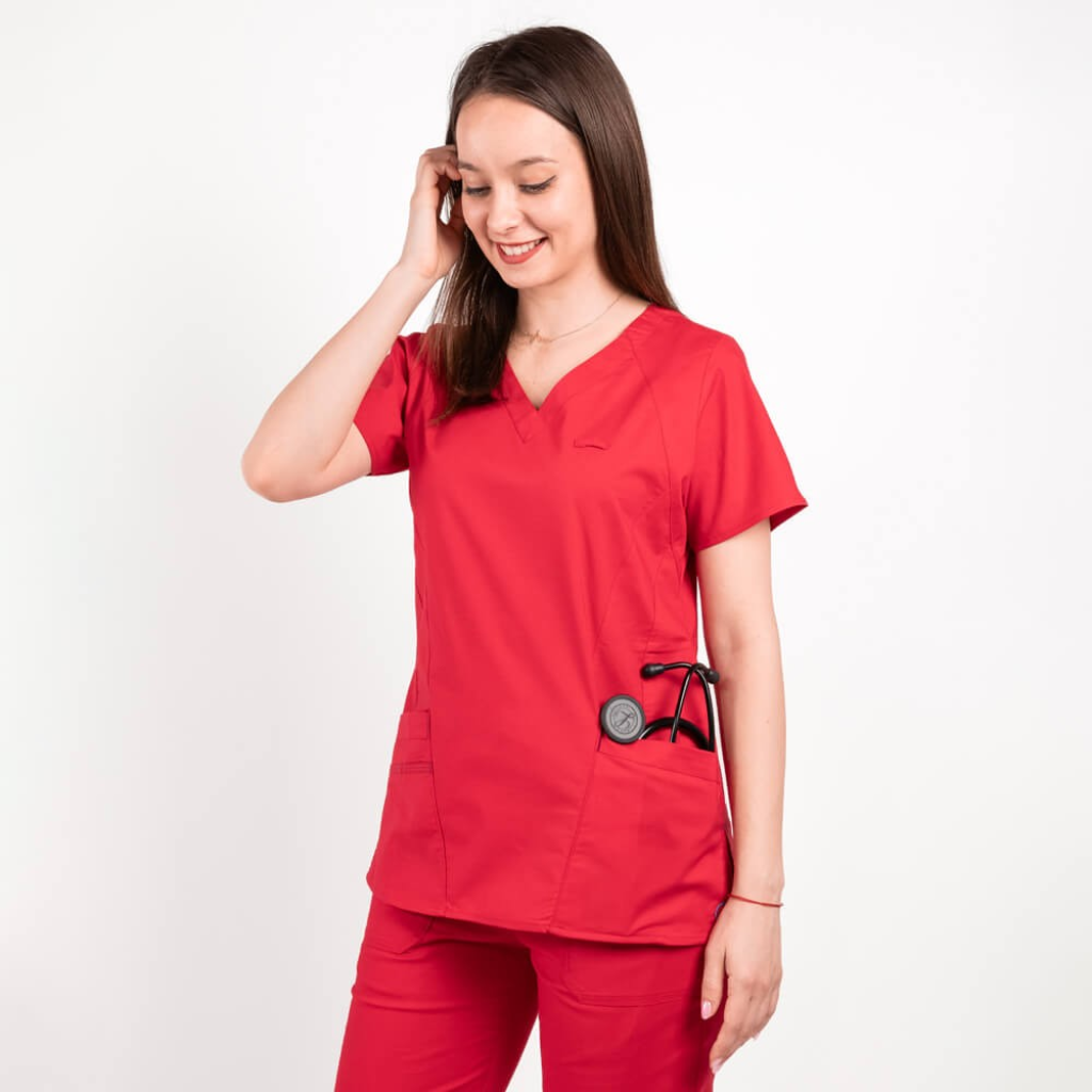 Costum medical Lotus Flex, stretch, rosu, CVC-NP4 CVC-SP2