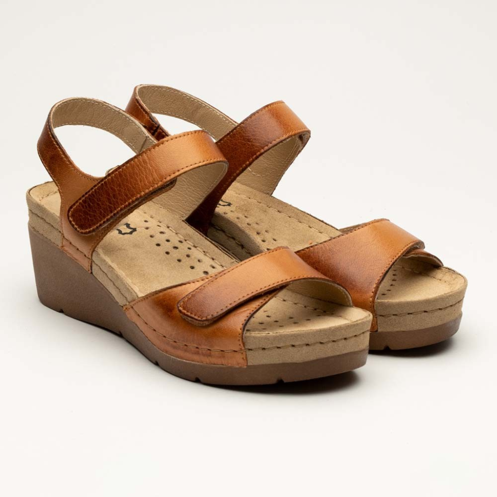 Sandale Leon 1041, din piele, de vara, maro 38
