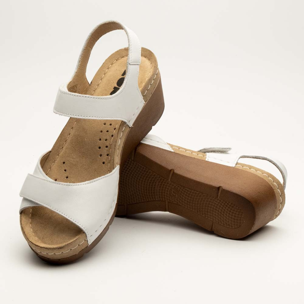 Sandale Leon 1041, din piele, de vara, alb